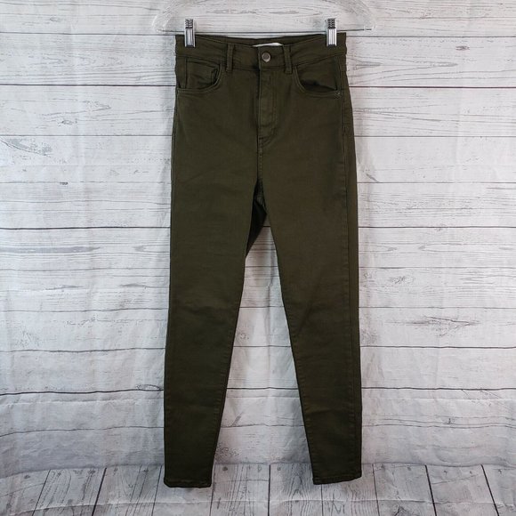 Zara Denim - Zara Womens Skinny Jeans Sz 6 Green‎ High Rise